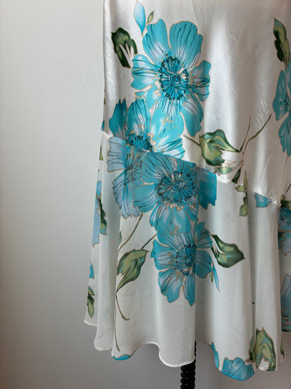 Satin Floral Slip Dress/ Nightgown, Size: Medium
