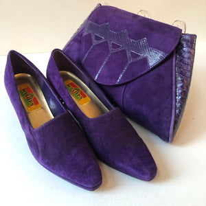 1980’s Purple Suede & Reptile Handbag