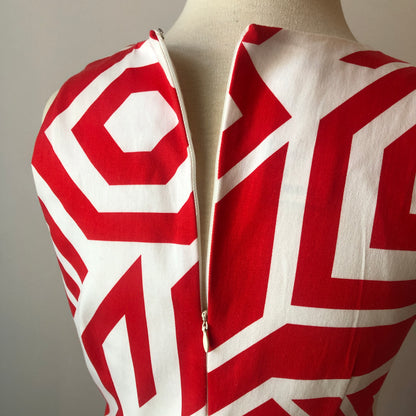 London Times Stretch Cotton Mod Print Sheath Dress, Size Small