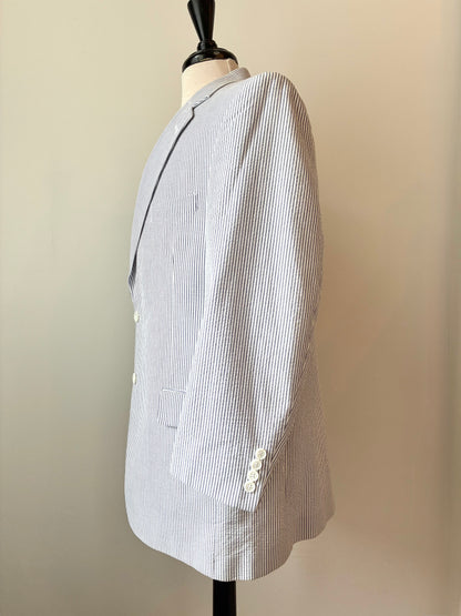 Pre-Owned Jos. A. Banks Light Blue Seersucker Striped Blazer, Size Medium