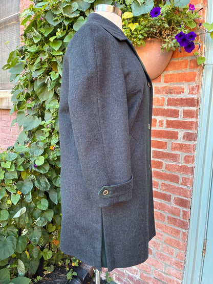 70’s/80’s Loden Dark Gray Wool-Blend Trachten Coat, Size Large (12/14)