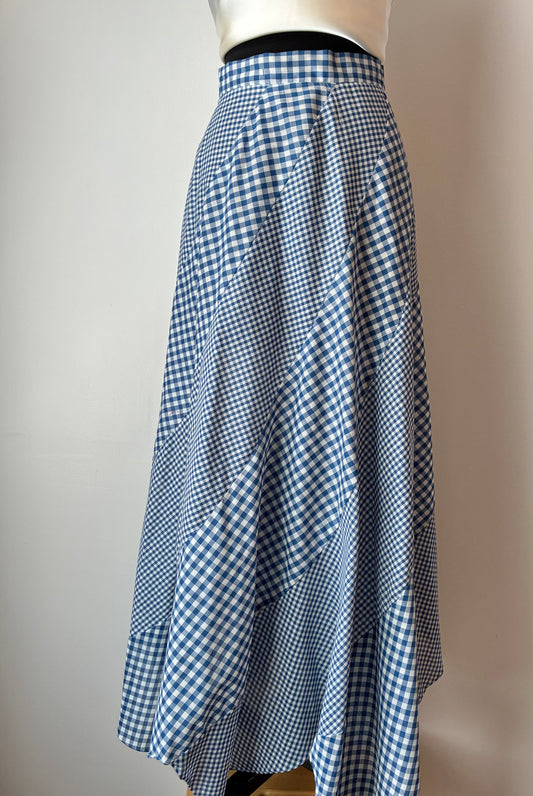 1970’s Pinwheel Contrasting Gingham Maxi Skirt, Size: Small