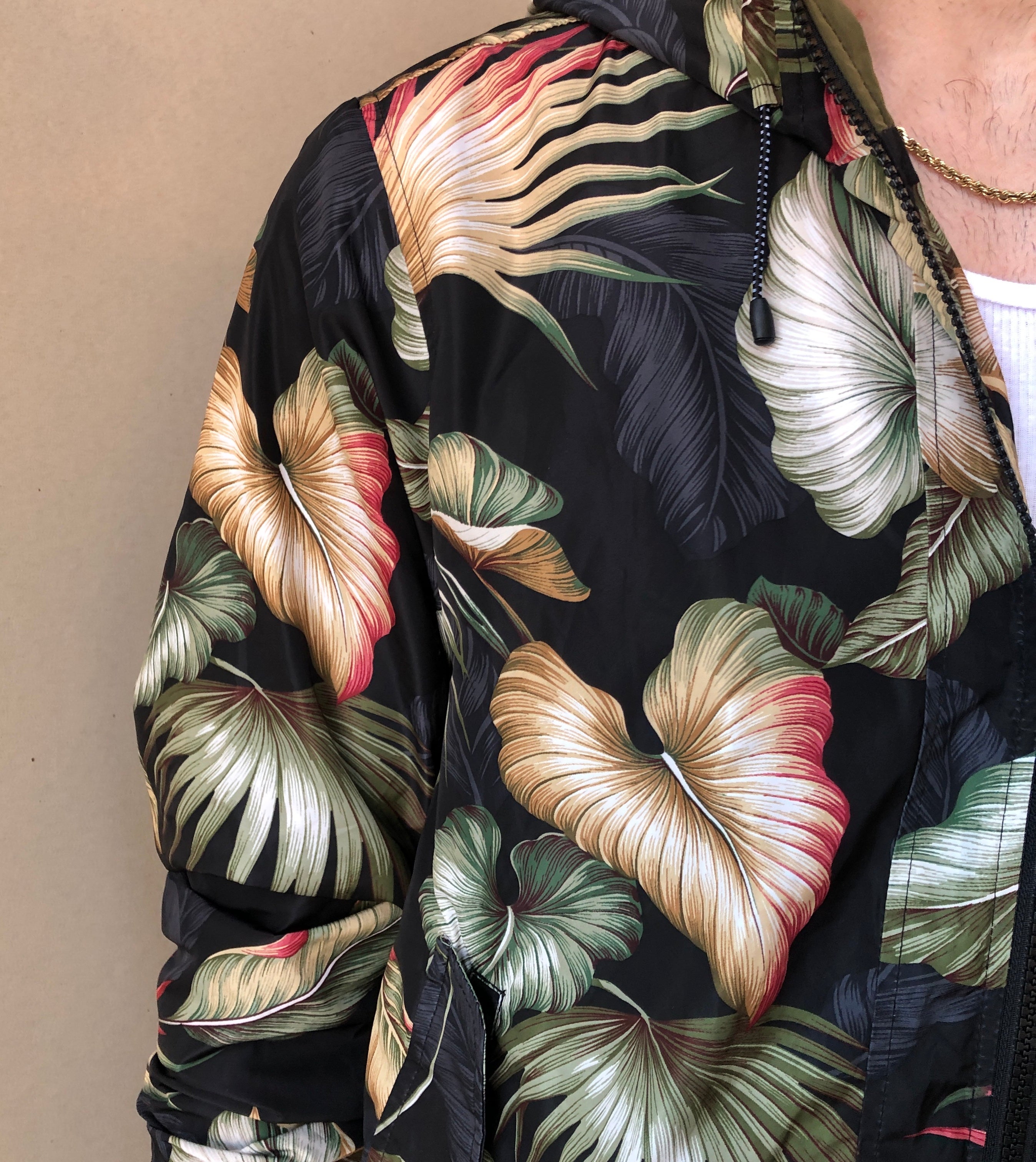 NWT Pre-Owned Scotch & Soda Palm Print Lightweight Travel Jacket, Size Large/XL
