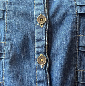 Bleu Bayou Textured Blue Denim Shirt, Size: XL