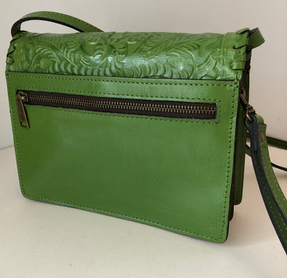 Pre-Owned Patricia Nash Tooled Leather Convertible Cross Body Handbag, with Dust Bag