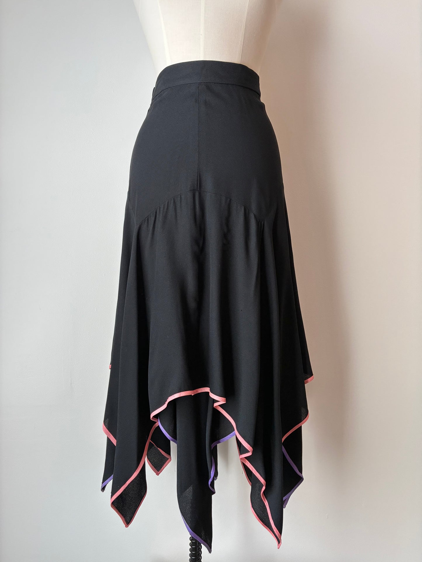 1970’s Just Gordon Trimmed Handkerchief Hem Skirt, Size: 2