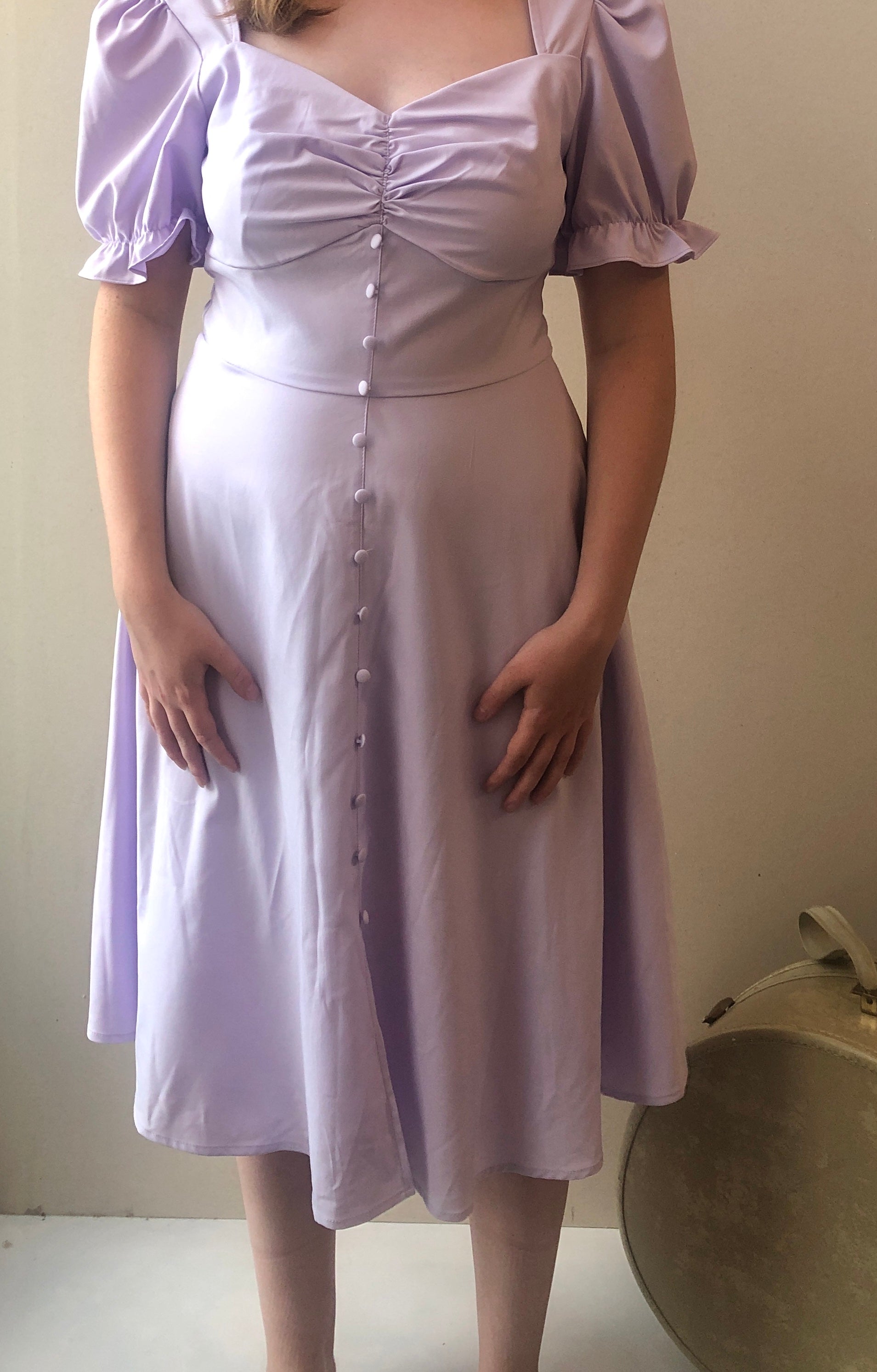 Pre-Owned NWT Belle Poque Lavender Stretch Retro Style Dress, Size Medium