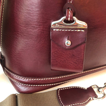 Pre-Owned Dooney & Bourke Burgundy Florentine Leather Toscana Side Zip Satchel with Removable Canvas/Lthr Strap