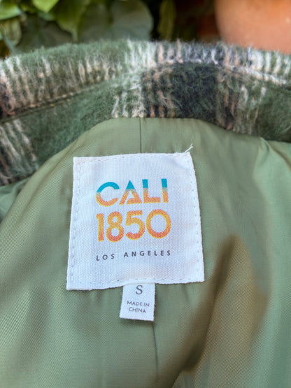 Pre-Owned Cali 1850 Green Mohair Plaid Coat, Size Small