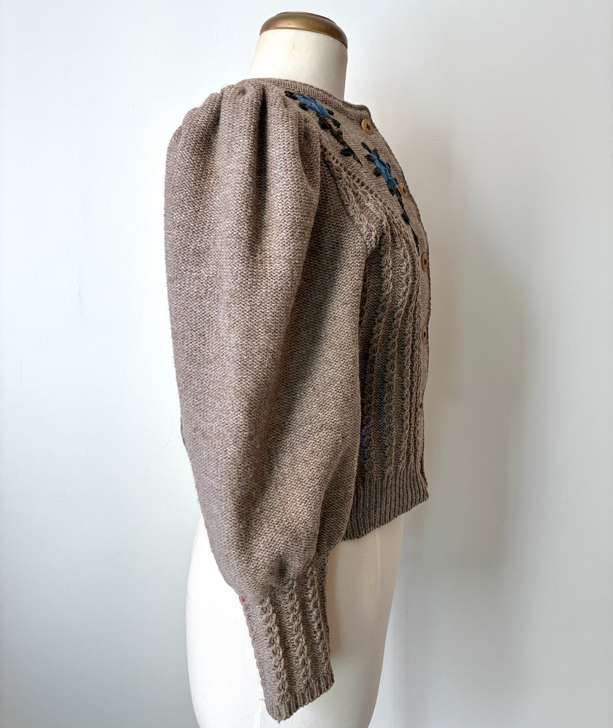 80’s Tracht Exquisit Von Huber Wool Hand Knit Cardigan, Size Small/Medium