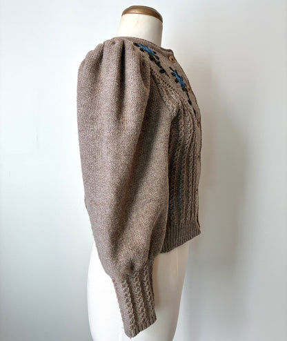 80’s Tracht Exquisit Von Huber Wool Hand Knit Cardigan, Size Small/Medium
