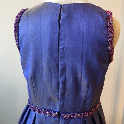 Hand Made Lined Organza  and Beaded Fit-n-Flare Dress, Size 12