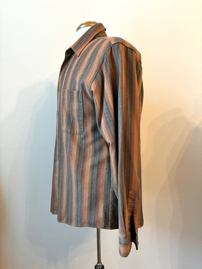 Pre-Owned Michael Brandon Flannel Blend Stripe Shirt, Size: Medium