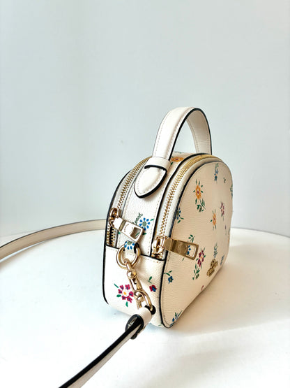 Pre-Owned White Floral Pre-owned Coach Leather Cross-body Bag