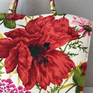 Vintage 1950/60’s Margaret Smith Poppy Floral Print Tote Handbag