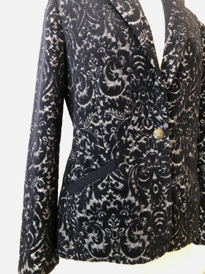 Pre-Owned Cabi Soft Wool Blend Paisley Jacquard Single Button Jacket, Size 6/8