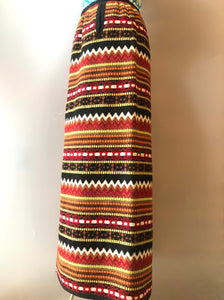 Vintage Mexican Wool/Cotton Boho Striped Maxi Skirt, Size Medium