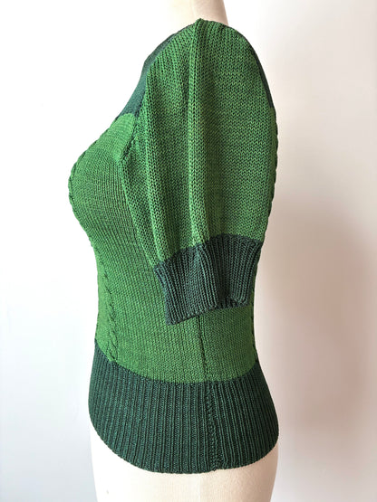 1940’s Handmade Wartime Short Sleeve Sweater, Size: Small