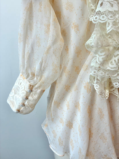 Y2K I.C.E. Floral Sheer Blouse with Camisole, Material: 100% Silk (Cami 100% Polyester), Size: Medium