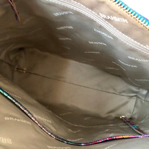 Pre-Owned NWT Brahmin Large Croc Embossed Rainbow Fanciful Melbourne Large Duxbury Satchel