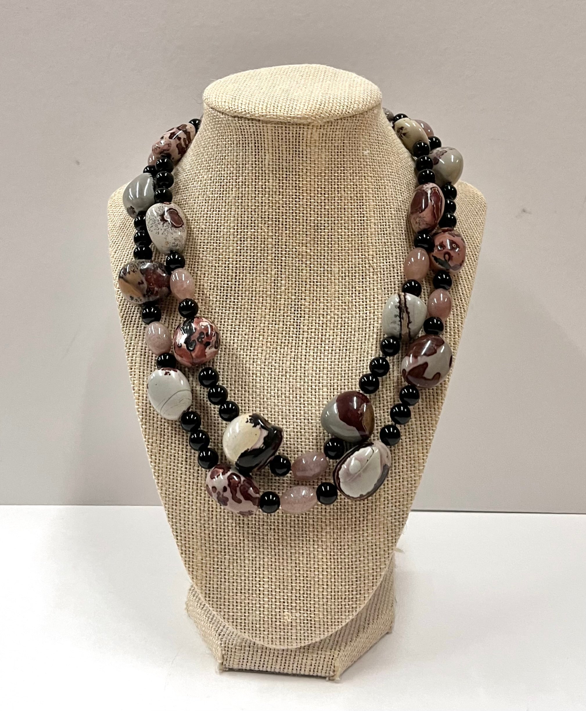 Mixed Stone Beaded Toggle Clasp Necklace