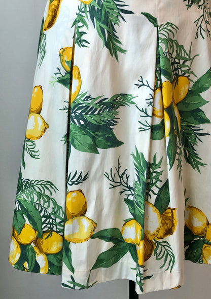 Pre-Owned Talbots Cotton Lemon Print Pleated Skirt, Size 4/6