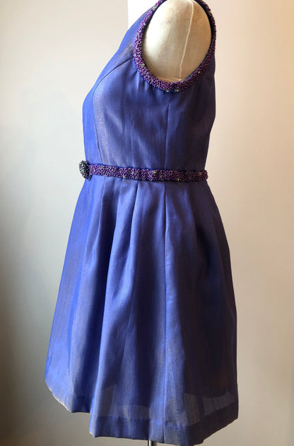 Hand Made Lined Organza  and Beaded Fit-n-Flare Dress, Size 12