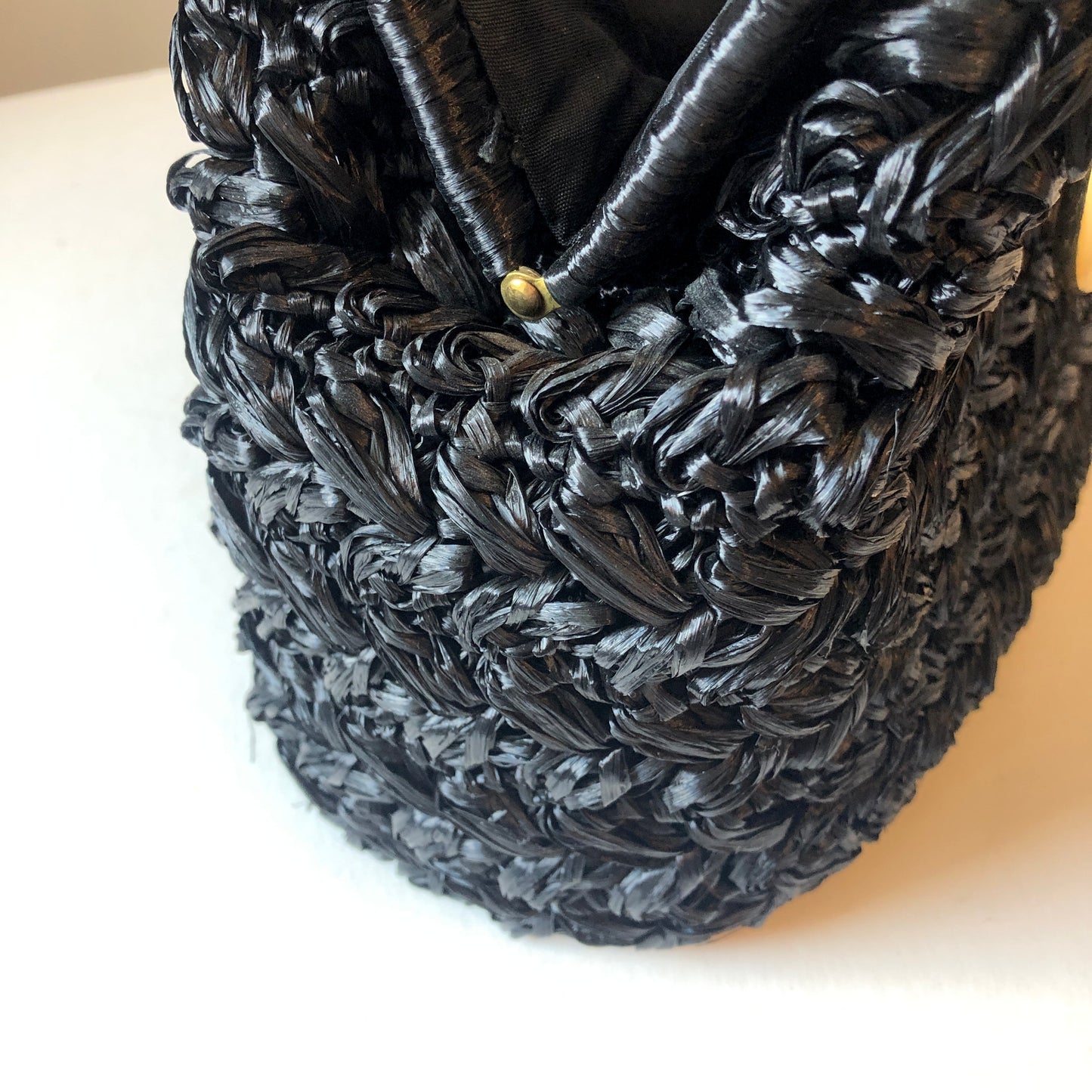 50/60’s Ritter Italian Made Raffia Handbag With Gold-tone Handles