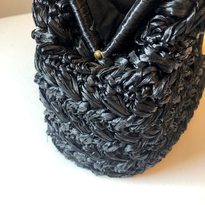 50/60’s Ritter Italian Made Raffia Handbag With Gold-tone Handles