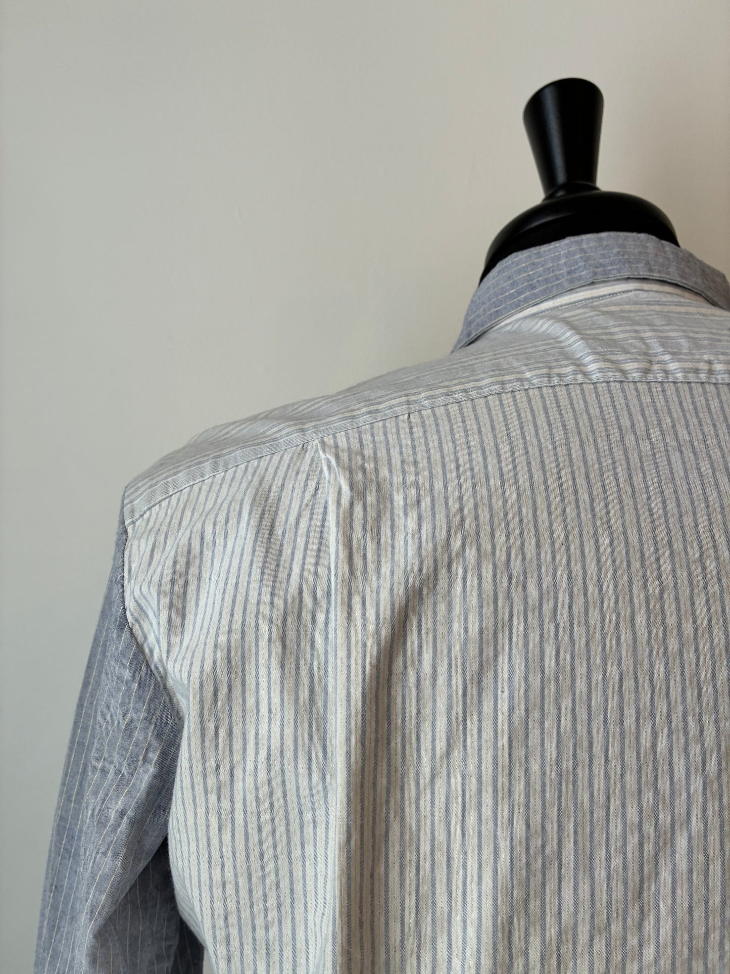 Kolor Pinstripe Blocking Button Down Shirt, 99% Cotton, Size: Medium
