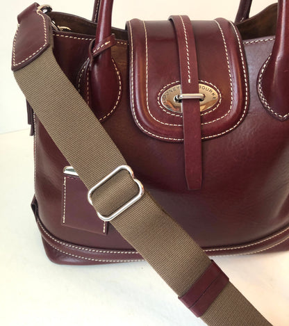 Pre-Owned Dooney & Bourke Burgundy Florentine Leather Toscana Side Zip Satchel with Removable Canvas/Lthr Strap