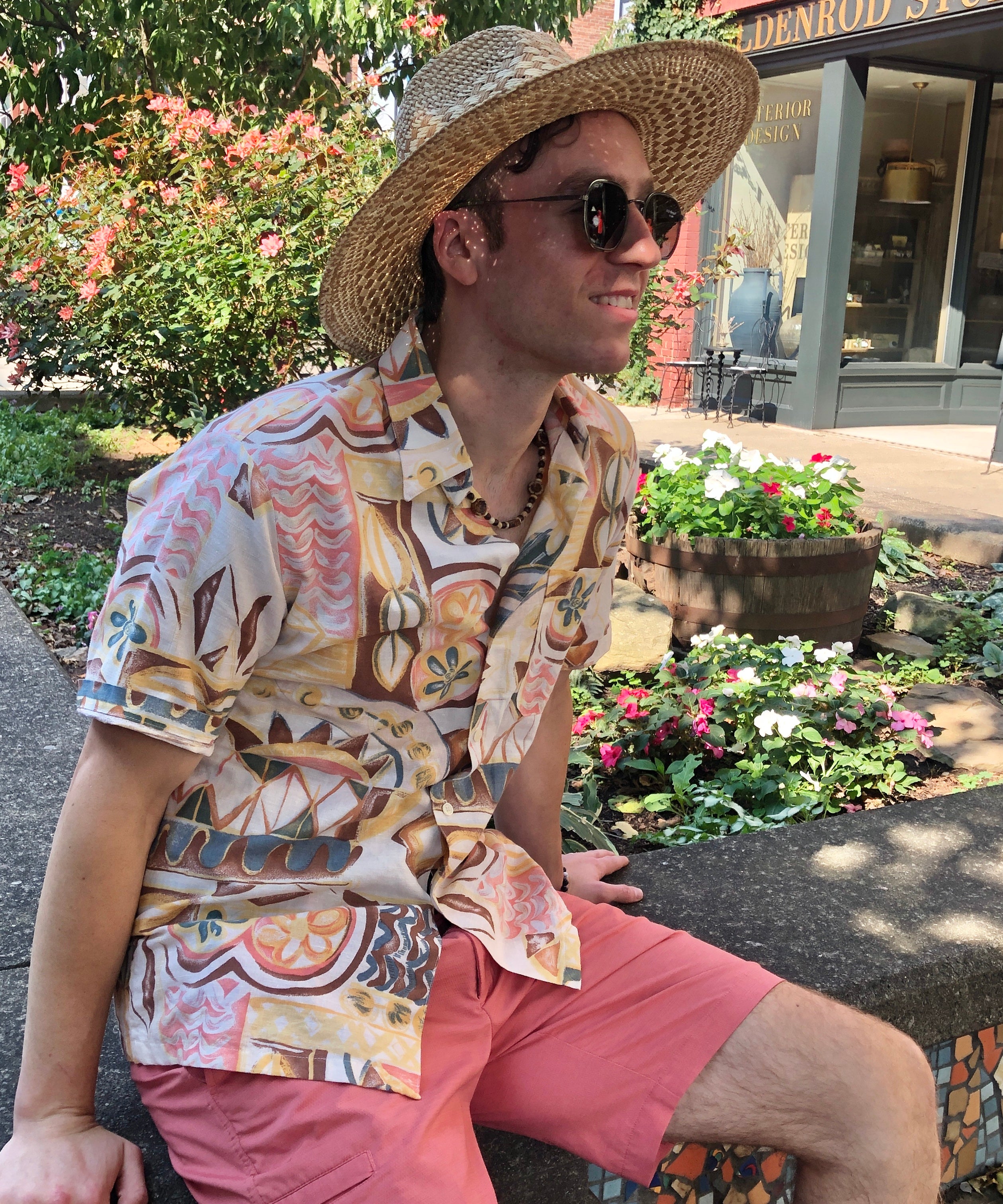 80/90’s D’Accord Island Print Linen Shirt, Size Men’s Medium