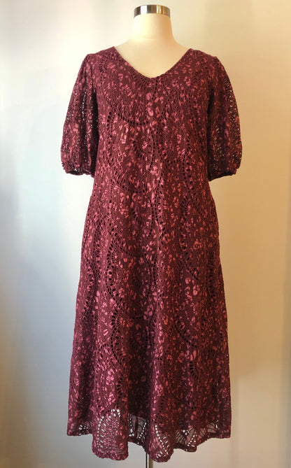 Pre-Owned 2PC Johnny Was Zaragoza Eyelet Embroidered Dress and Double Breasted Coat Set, Size XL