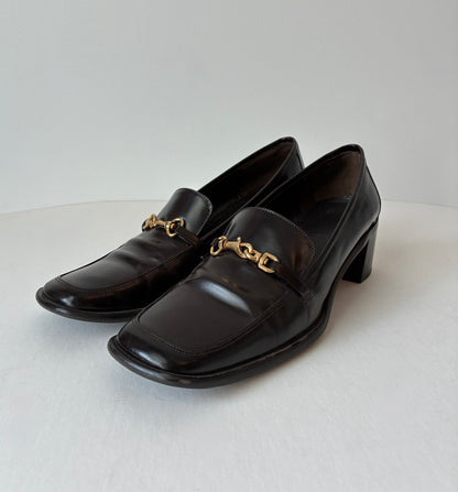 1990’s Pre-Owned Coach Dark Brown Leather Women’s Loafers, Size: 8B (With Box)