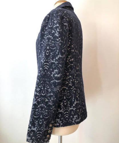 Pre-Owned Cabi Soft Wool Blend Paisley Jacquard Single Button Jacket, Size 6/8