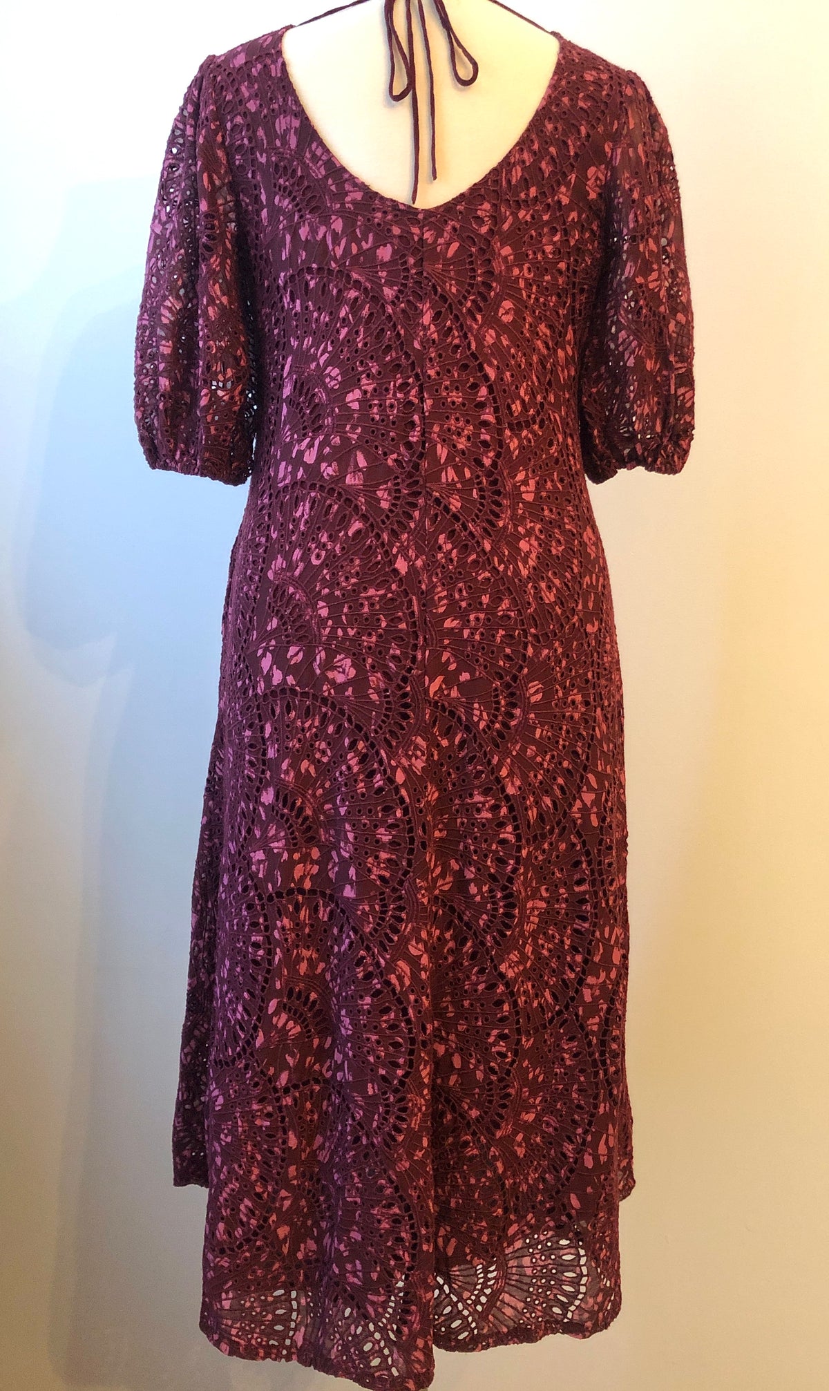Pre-Owned 2PC Johnny Was Zaragoza Eyelet Embroidered Dress and Double Breasted Coat Set, Size XL