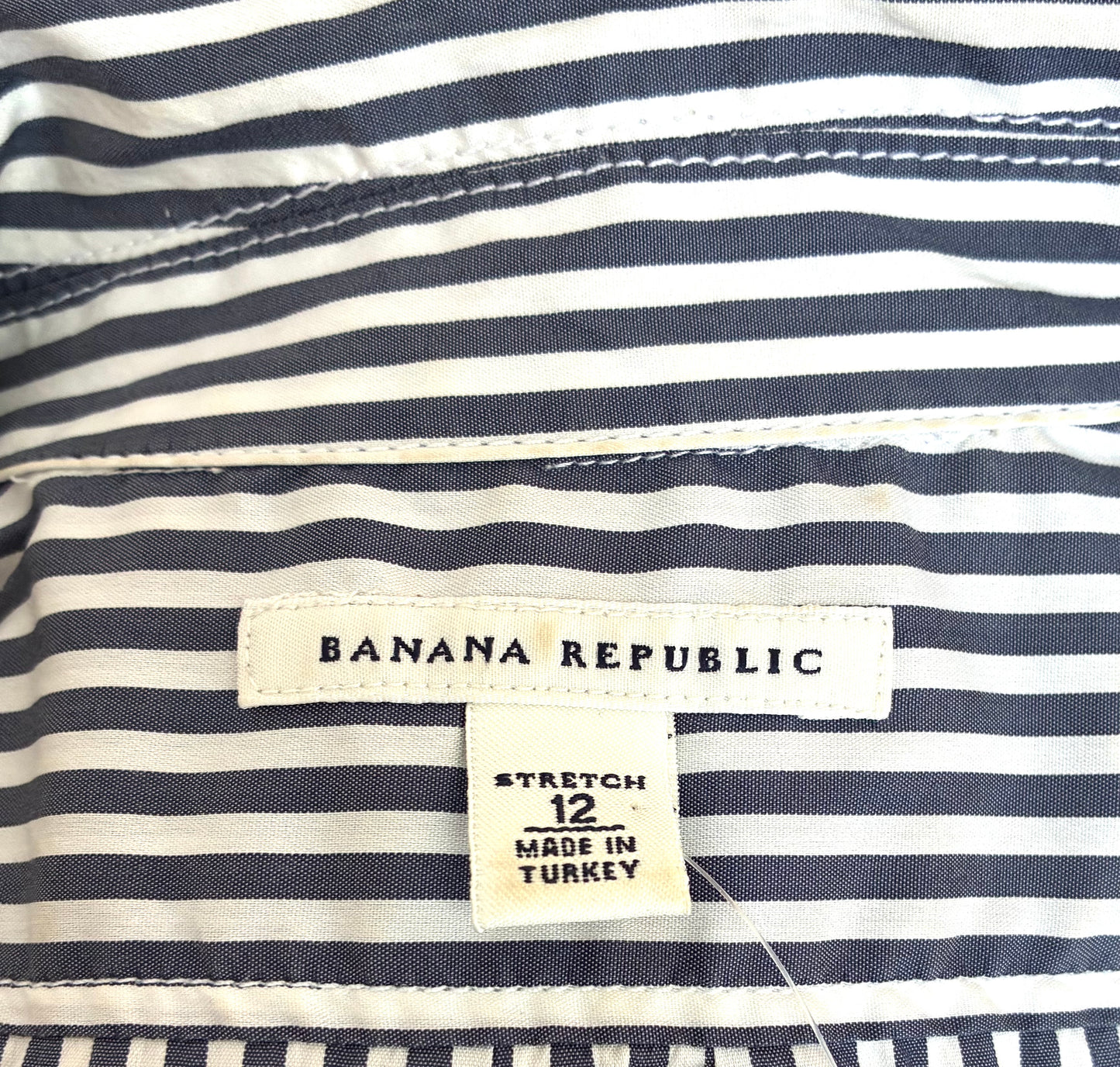 Pre-Owned Banana Republic Cotton Pinstripe Shirt Dress, Size: 12