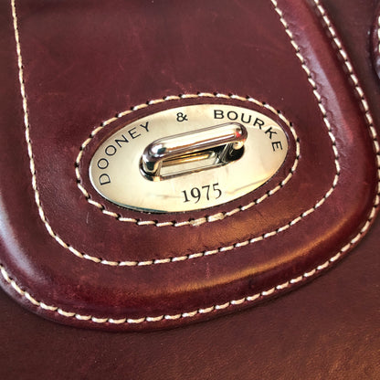 Pre-Owned Dooney & Bourke Burgundy Florentine Leather Toscana Side Zip Satchel with Removable Canvas/Lthr Strap