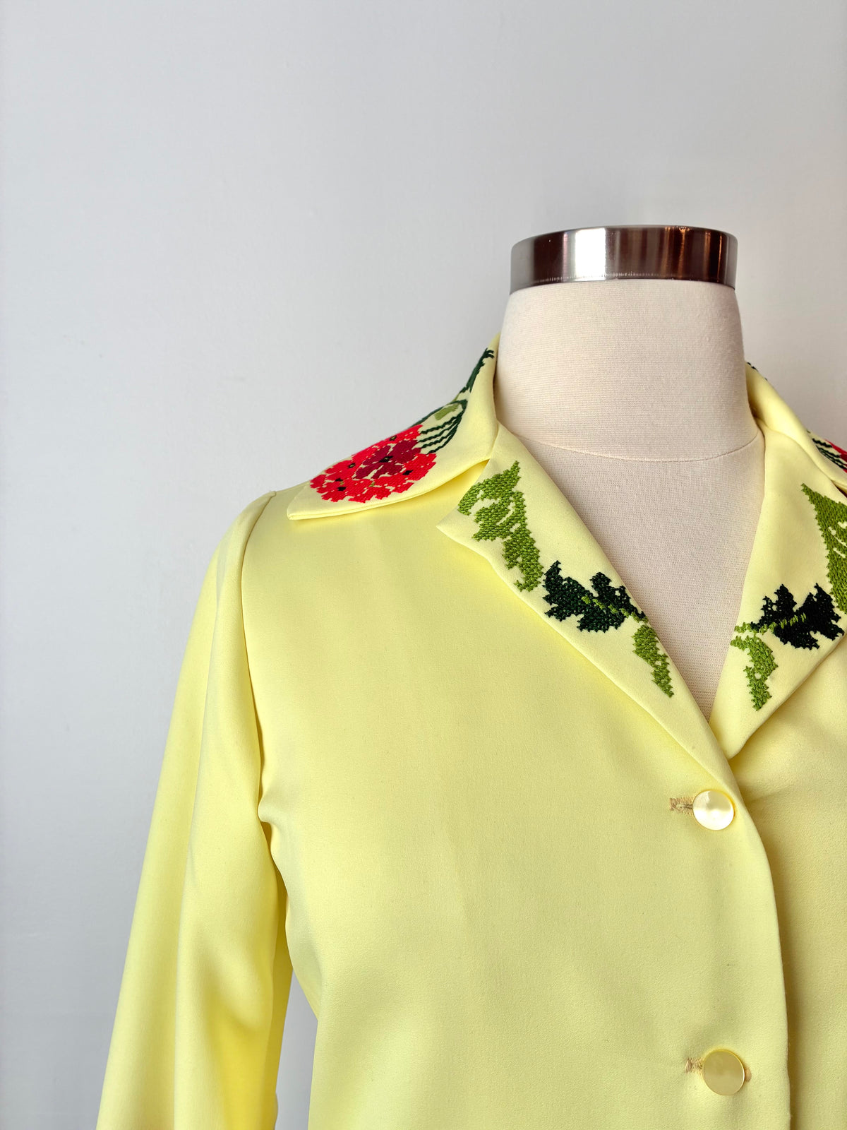 70’s Handmade Petit Point Embroidered Blouse, Size Large
