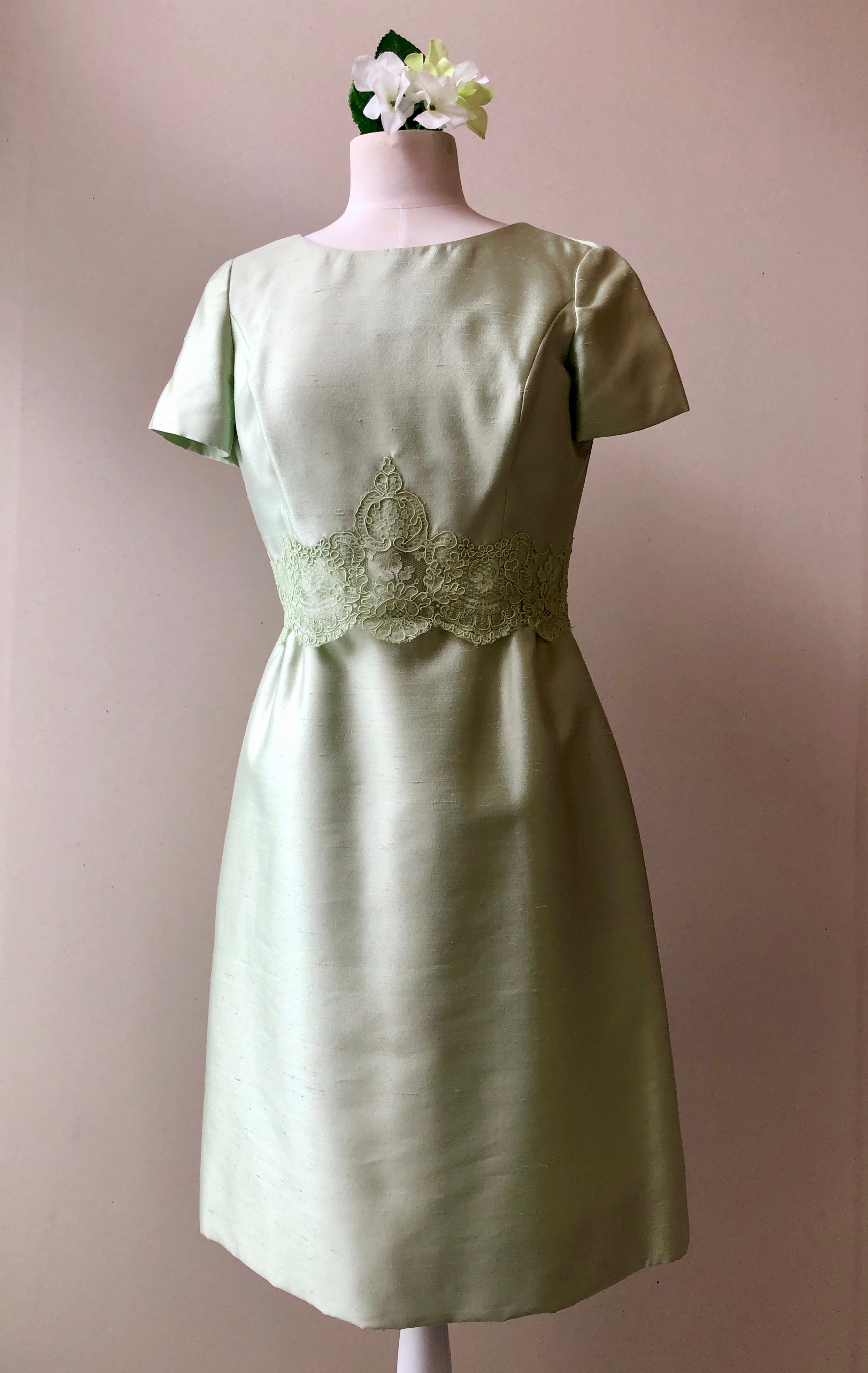 1960’s Parnes Feinstein 2PC Silk and Lace Dress and Jacket, Size 8/10