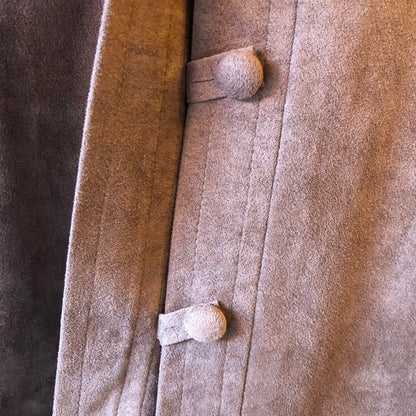 1970’s Hannelore Cocoa Brown Faux Suede Trench Coat, Size 12