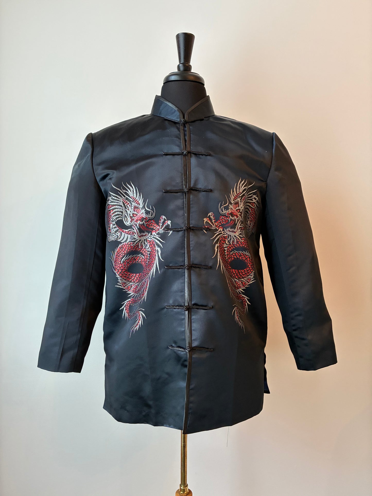 Jim Hon Chinese Dragon Tang Jacket, Size: M/L, Satin