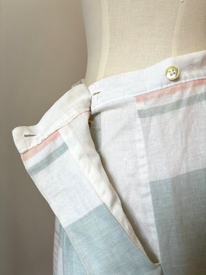 1960’s Russ Petites Thick Stripe Soft Linen Skirt, Size: Small