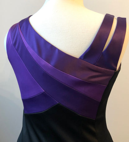 Pre-Owned Sangria Stretch Satin Colorblock Bandage Dress, Size 14