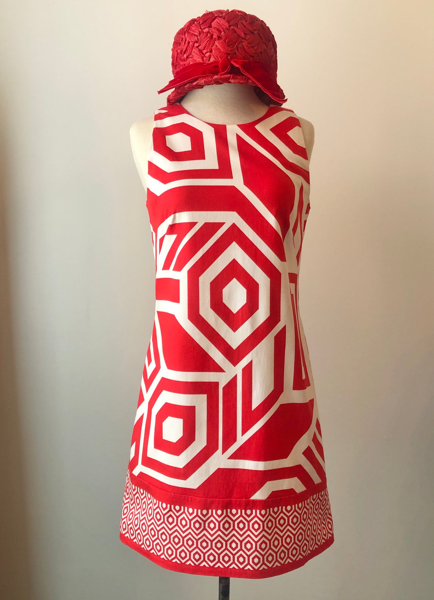 London Times Stretch Cotton Mod Print Sheath Dress, Size Small