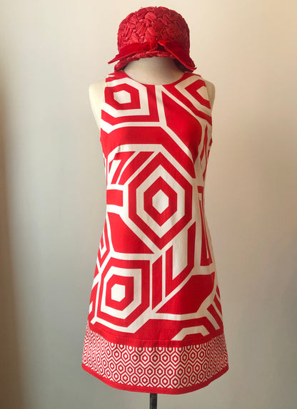 London Times Stretch Cotton Mod Print Sheath Dress, Size Small