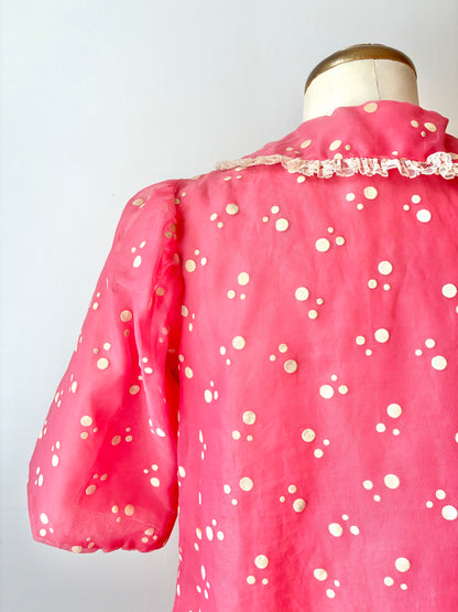 1960’s Princess Pat Polka Dot Lined Organza Brunch Coat, Size: 14