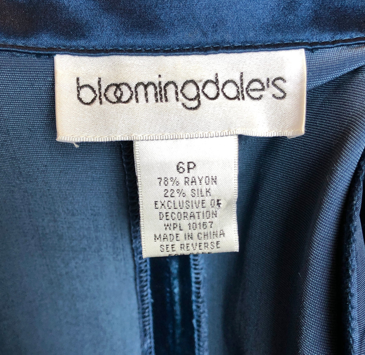 Vintage Bloomingdale’s Deep Navy Velvet, Satin, & Rhinestone Evening Blazer, Size Small P (4/6)