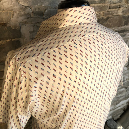 60/70’s Oxford Shirtmakers Dagger Collar Diamond Print Short Sleeve Shirt, Size Men’s Small