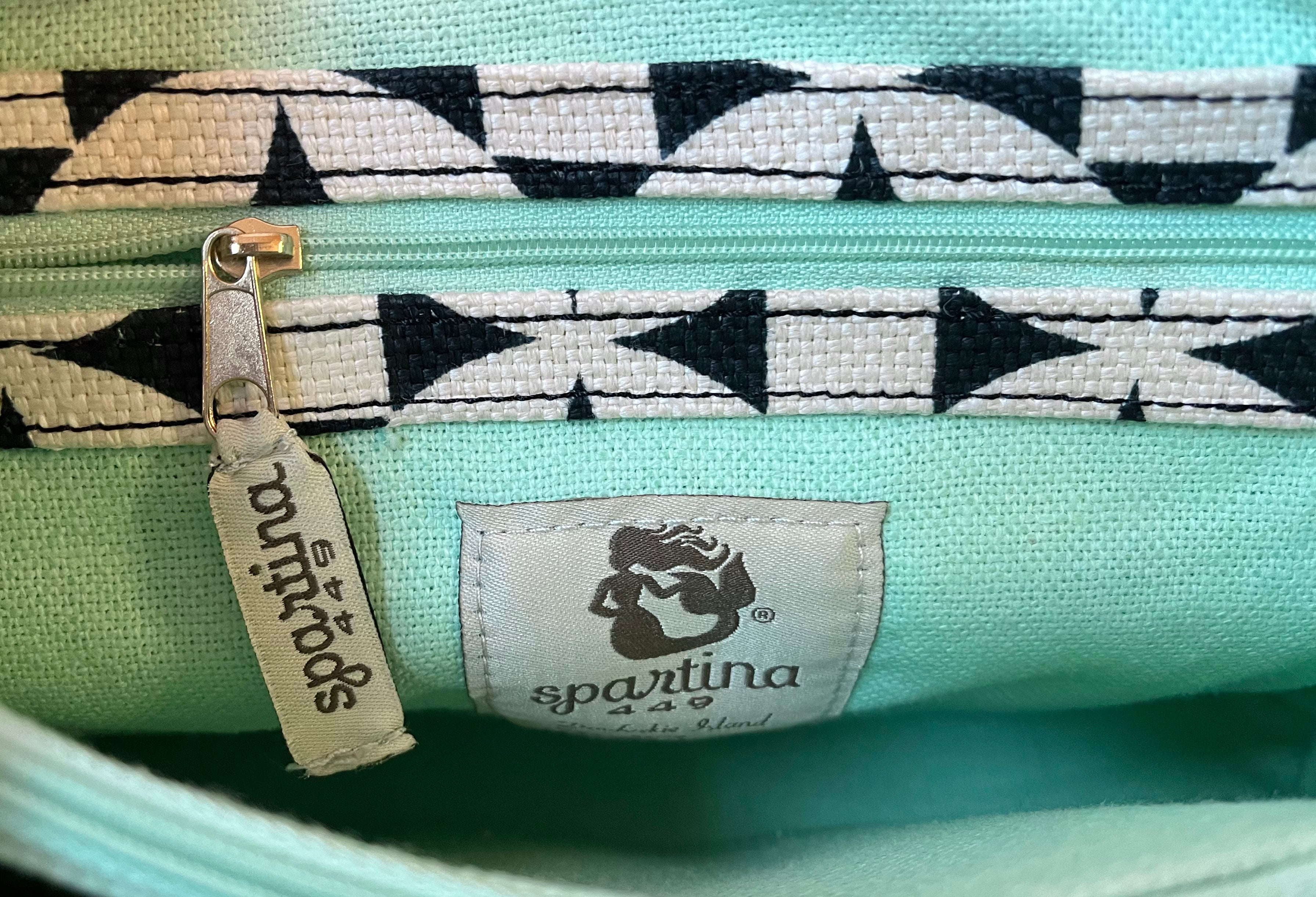 NEW Pre-Owned Spartina Black/Cream Kiawah Bowler Satchel Handbag